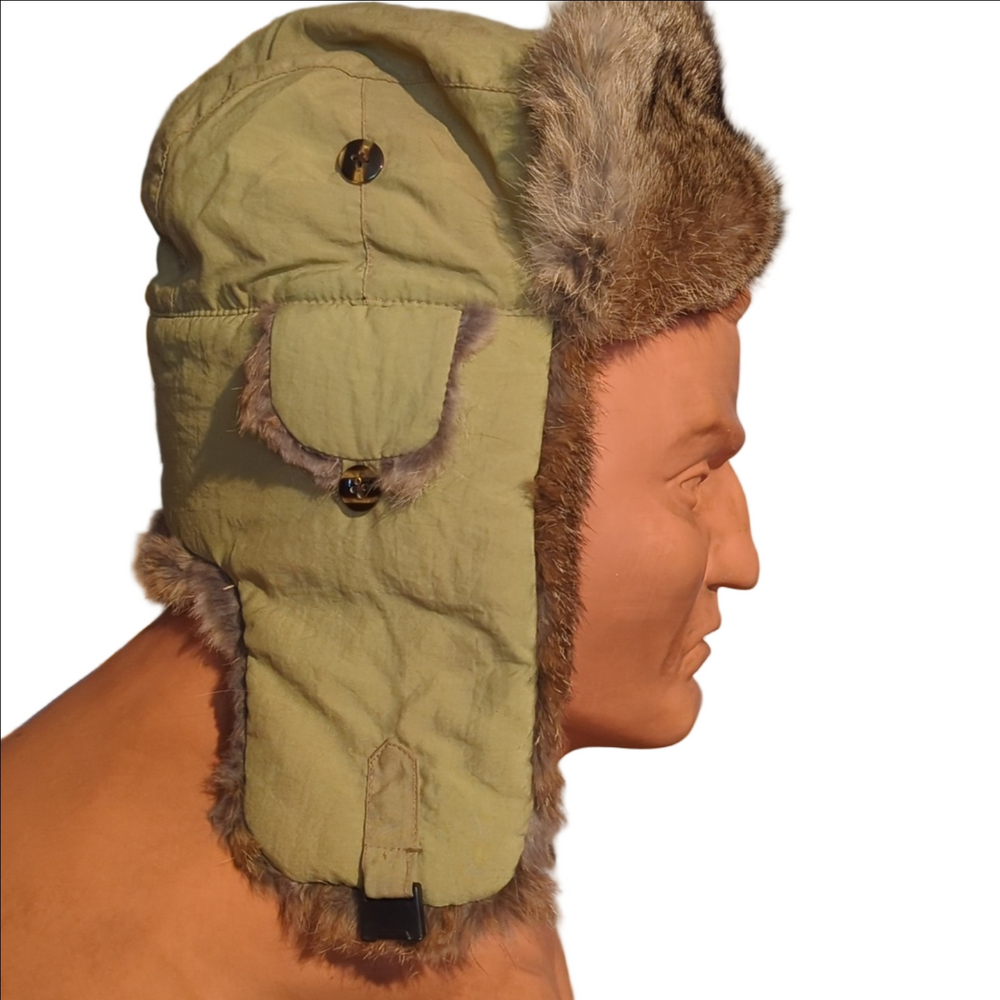 Mad Bomber L Hat Olive Green Rabbit Hair